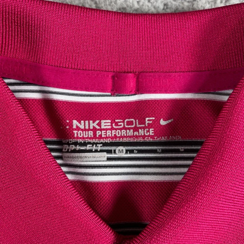 Nike Golf Men's Tour Performance Dri-Fit Fuchsia Short Sleeve Polo Striped Sz‎ M